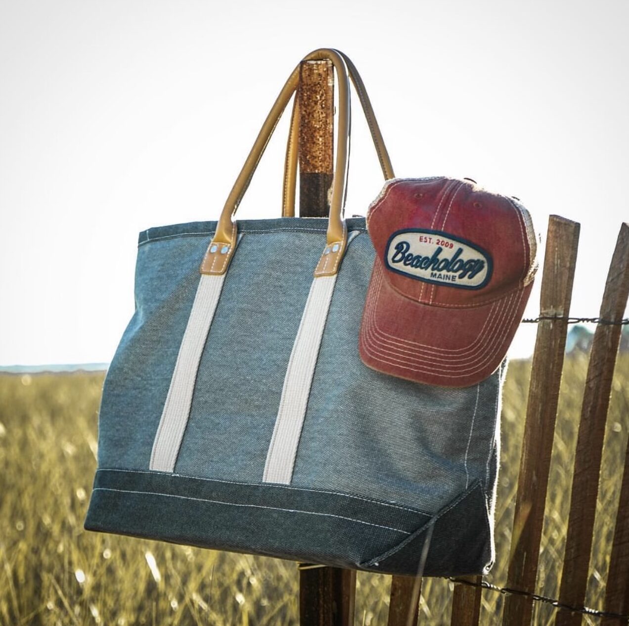 beachology bag at the beach